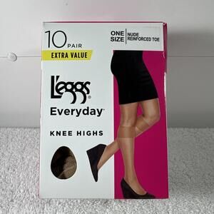 L'eggs Everyday Knee Highs Reinforced Toe 10 Pairs | Free Shipping